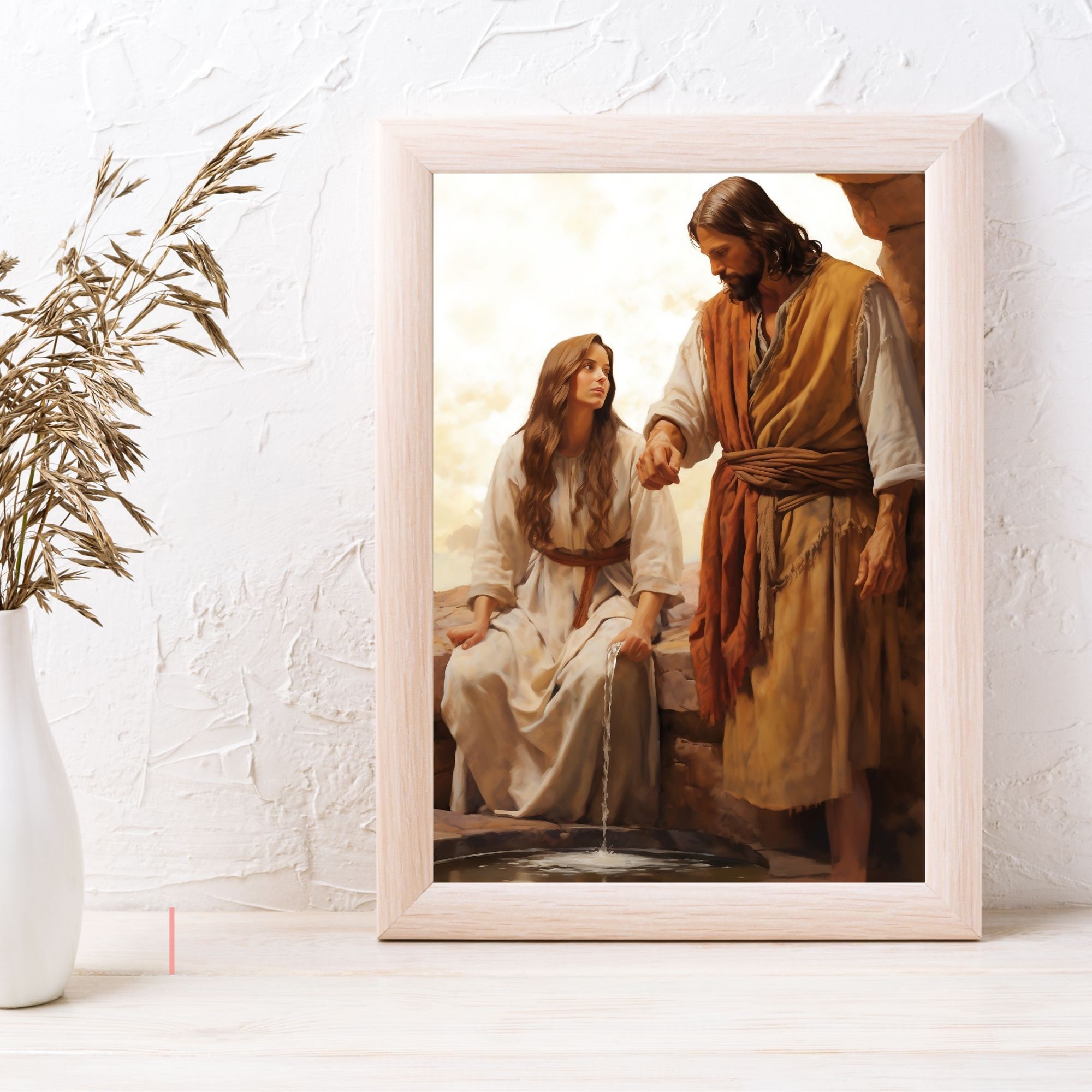 Jesus and Samaritan Woman at the Well Wall Art Jesus Christ and ...