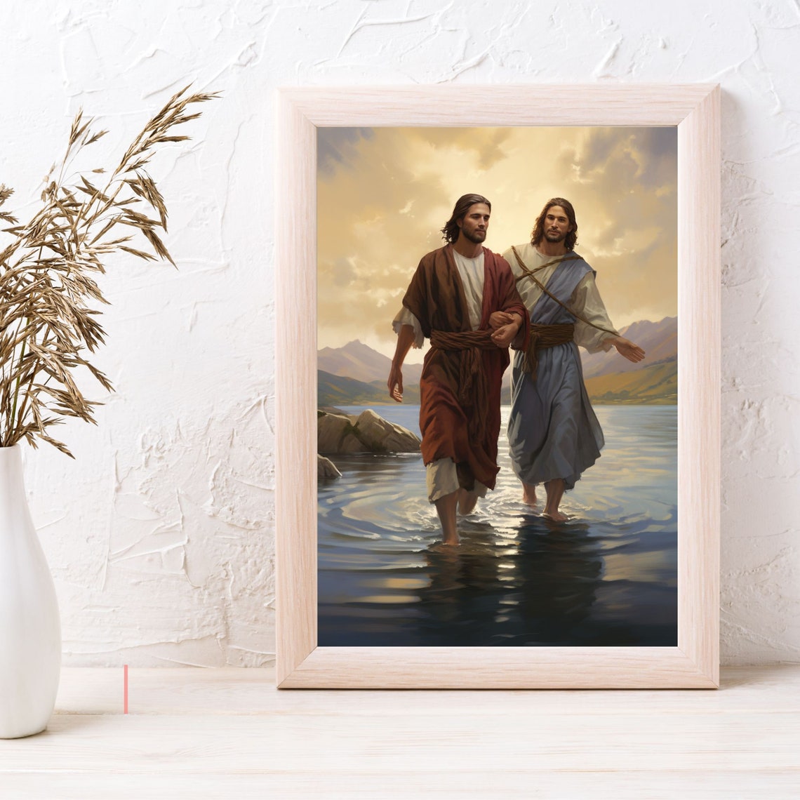 Jesus and Peter Walk on Water Bible Scripture Wall Art Pictures of ...