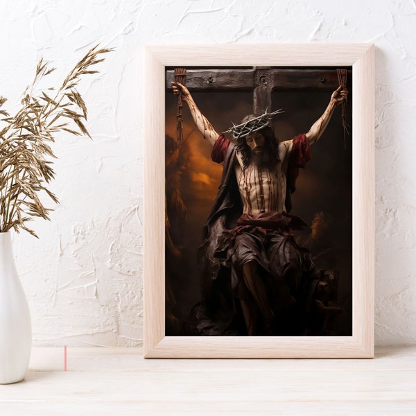 Picture Of Jesus Christ Crucified On The Cross Printable Wall Art Give Me Jesus Crucifixion Crown Of Thorn Lamb Of God Gift For Priest Print