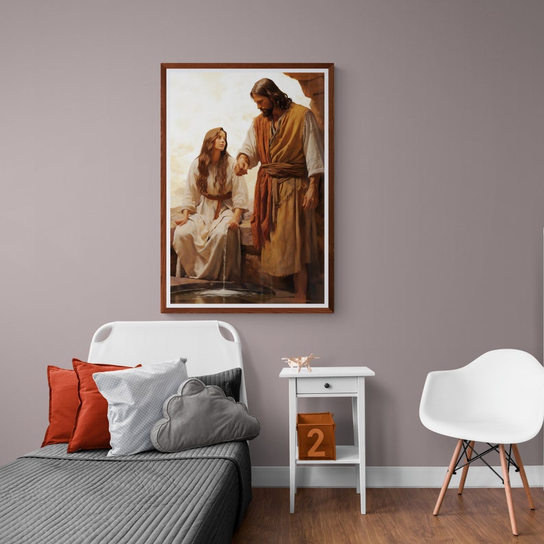 Jesus and Samaritan Woman at the Well Wall Art Jesus Christ and ...