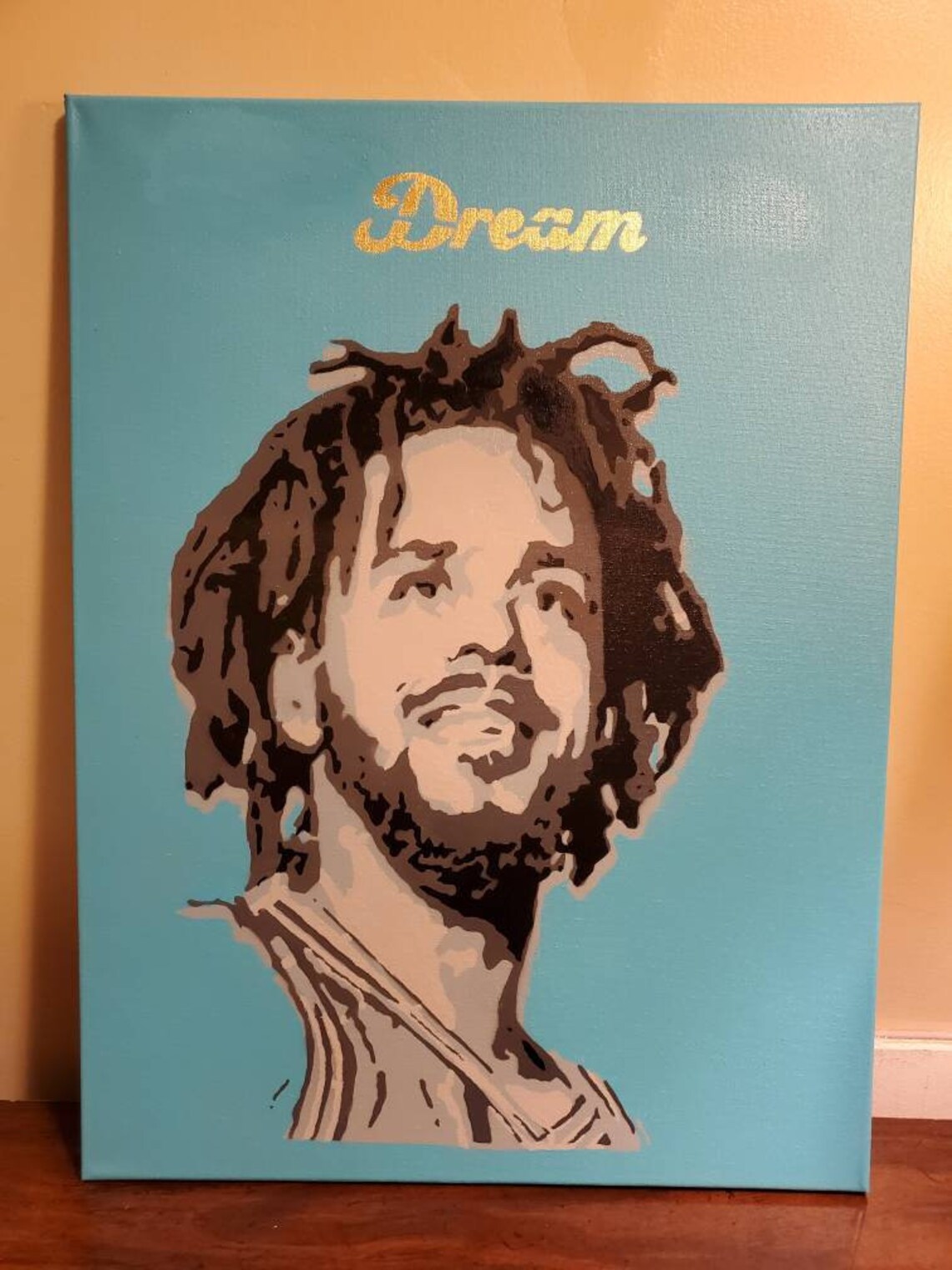 J Cole Spraypaint Stencil Artwork Etsy