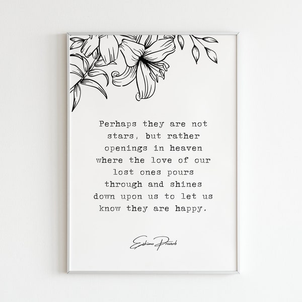 Eskimo Proverb - "Perhaps they are not stars, but rather openings in heaven...", Digital Art Print, Poem Gift Quotes