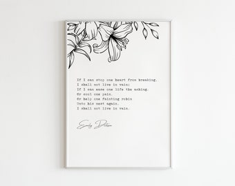 Emily Dickinson, "'Als ik kan voorkomen dat één hart breekt...", Digitale download, citaten en gedichten