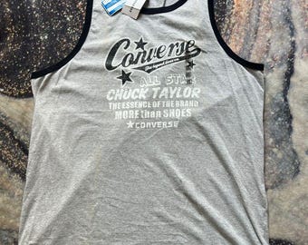 Camiseta sin mangas Converse con estampado de camisas de estilo vintage.