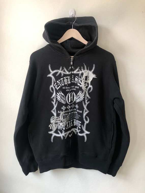 Zapatear Archive Chrome Hearts Inspired Black Zip-up Hoodie 