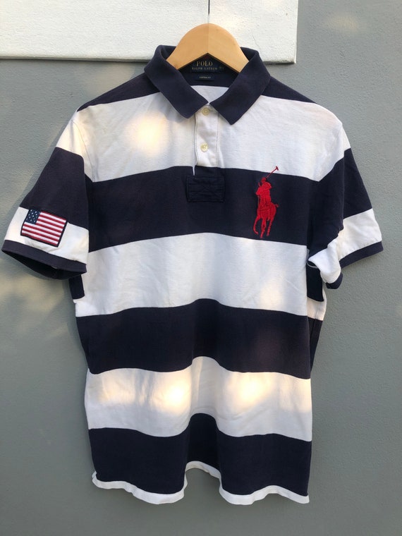 Buy Polo Ralph Lauren Usa Flag Tees Tops Collared Shirt / Thrift Online in  India - Etsy