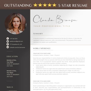 Resume Template with Photo, Professional Resume Template for Word & Pages, Clean CV Template with Picture, Resume and Cover Letter Template