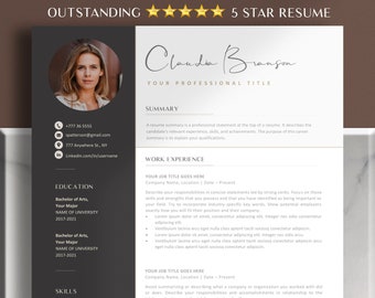 Resume Template with Photo, Professional Resume Template for Word & Pages, Clean CV Template with Picture, Resume and Cover Letter Template