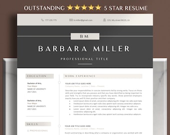 Resume - Professional Cv Template - Resume Template Word - Modern Google Docs Resume - 2 Pages - Executive Resume with Cover Letter Template