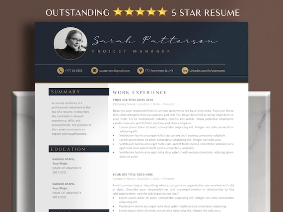 Resume Template Google Docs, Professional Resume Template Word, Creative Resume Template, Clean Modern Executive Resume, Simple CV Template