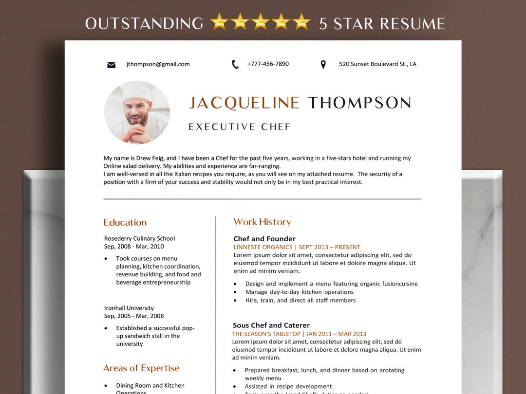 Executive Chef Resume Template Word And Mac Pages Sous Chef Resume