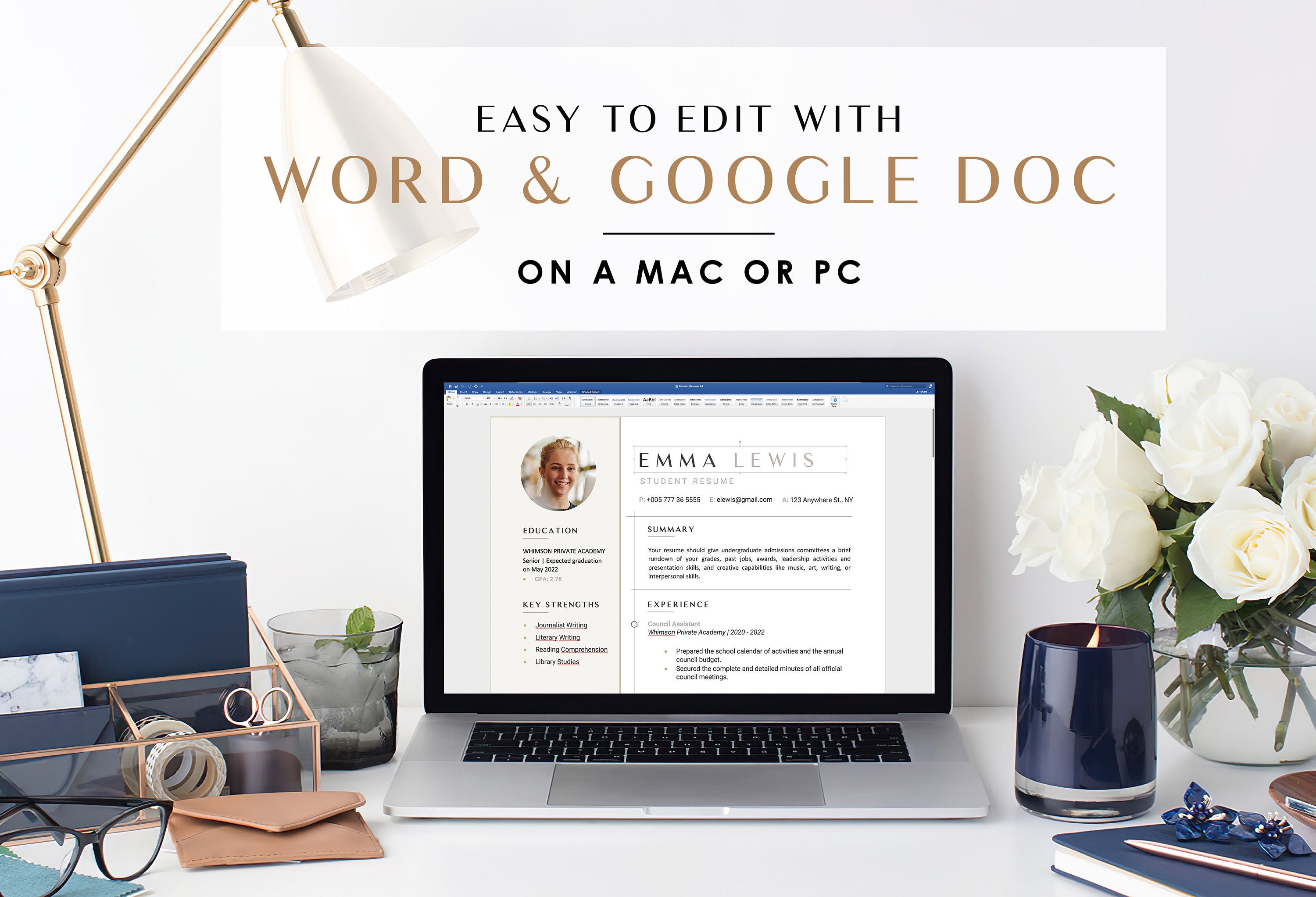 Resume Template for High School Students in Google Docs, Word and PDF ...