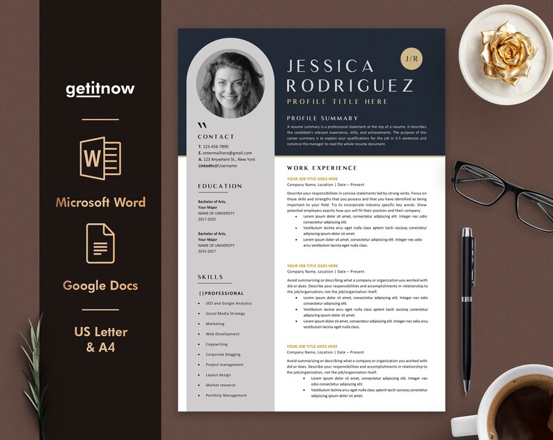 Resume Template Google Docs CV Template Professional Resume Etsy