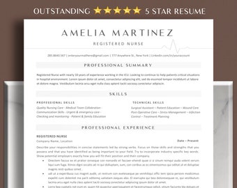 Verpleegster cv sjabloon voor Google Documenten, Word, Pagina's | Medisch CV Sjabloon voor Artsen, Artsen, Medische Assistenten, RN, CNA