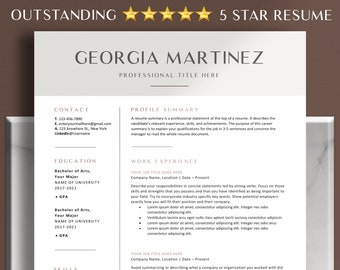 Resume Template | Professional Modern Resume Template Word, Google Docs, 2 Page | Clean Modern Professional Resume Template | CV Template