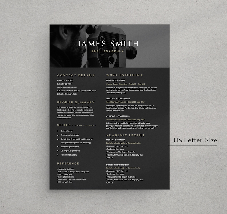 Professional Photographer Resume Template Word, Resume for ...