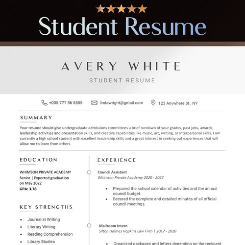 resume templates for google docs student