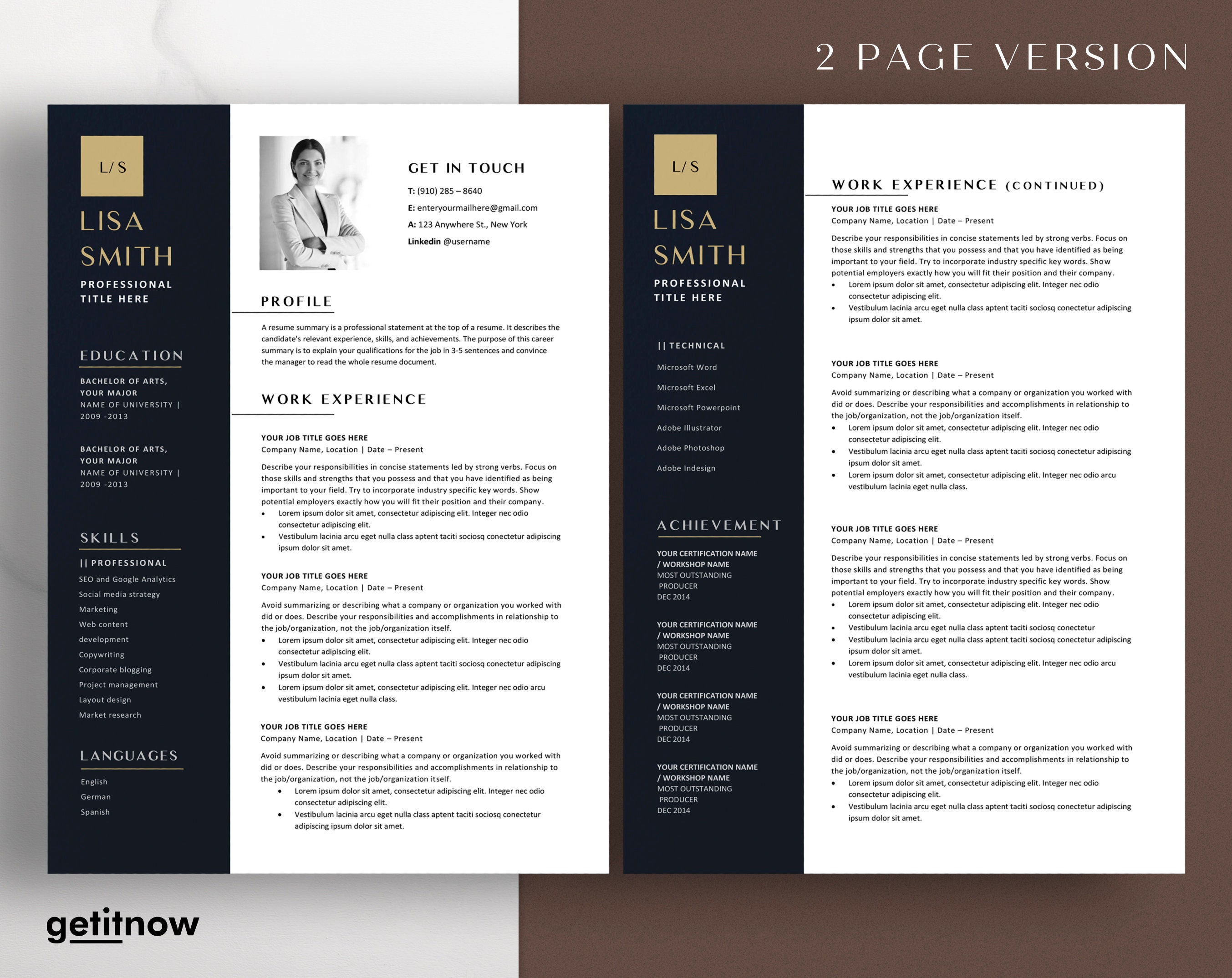 Modern Executive Resume and Cover Letter Template 2023 Professional ...