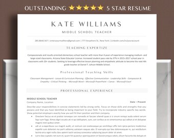 Teacher Resume Template for Word, Google Docs, Pages - Teacher Resume - Teacher Resume & Cover Letter - Resume Teacher - Education Resume