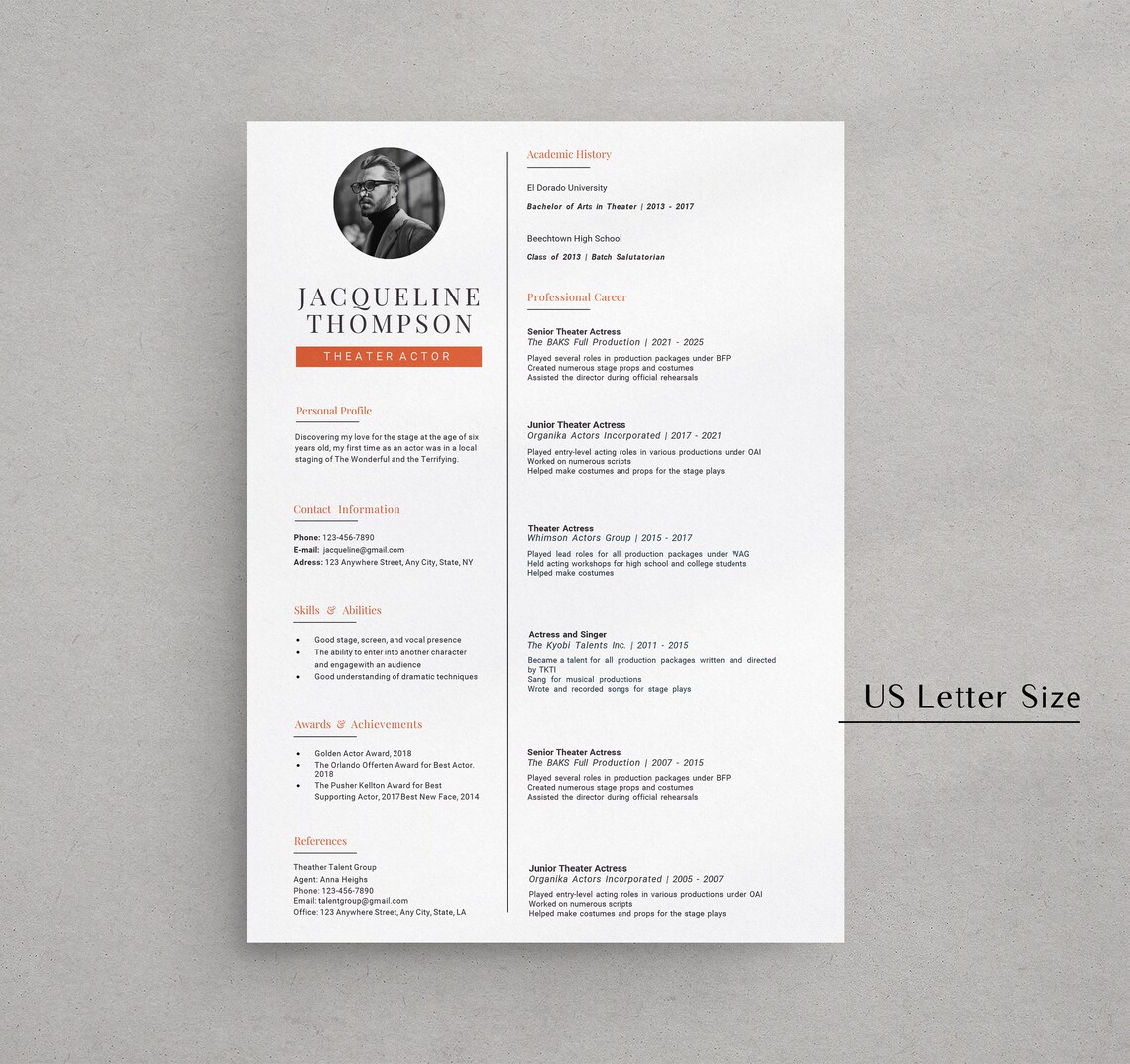 Theatre Resume Template Google Docs | Theatre Actor Resume | Technical ...