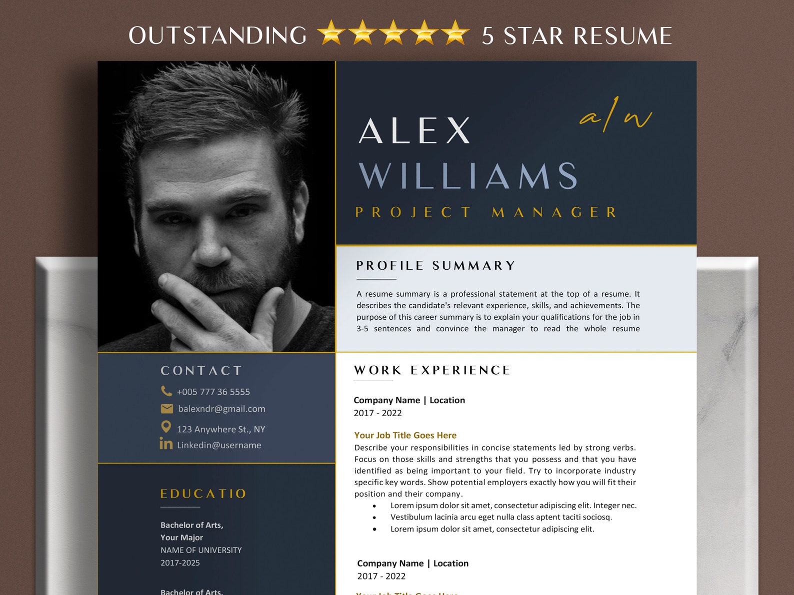 Professional Resume Template Word With Photo, Modern Resume Template Format Editable CV Design