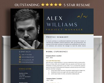 Professional Resume Template Word With Photo, Modern Resume Template Format Editable CV Design 2025, Google Docs Resume Format With Picture