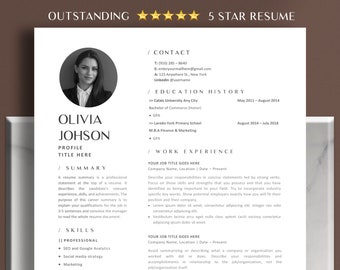 Modern Resume Template | CV Template, Cover Letter | Professional Resume for Word, Mac or Pc 2 page Minimal Resume, Instant Digital