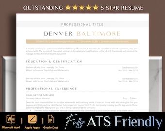 ATS Friendly Resume Template Word - Best ATS Resume Template for Executive Positions - Apple Pages Two Page Cv Template Google Docs