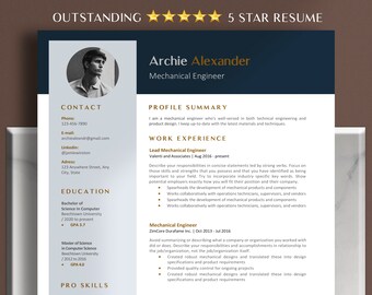 Professional Cv Template with Photo - Modern 2 Page Resume Template Word -  Resume Google Docs - Curriculum Vitae - Best Resumes for Career