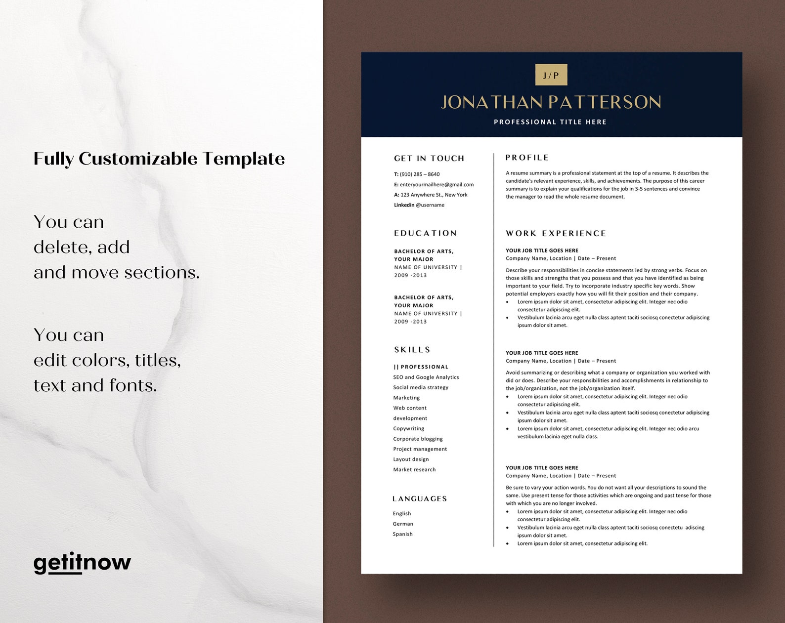 Modern Executive Resume Template 2025 | CEO Resume Template for Word ...