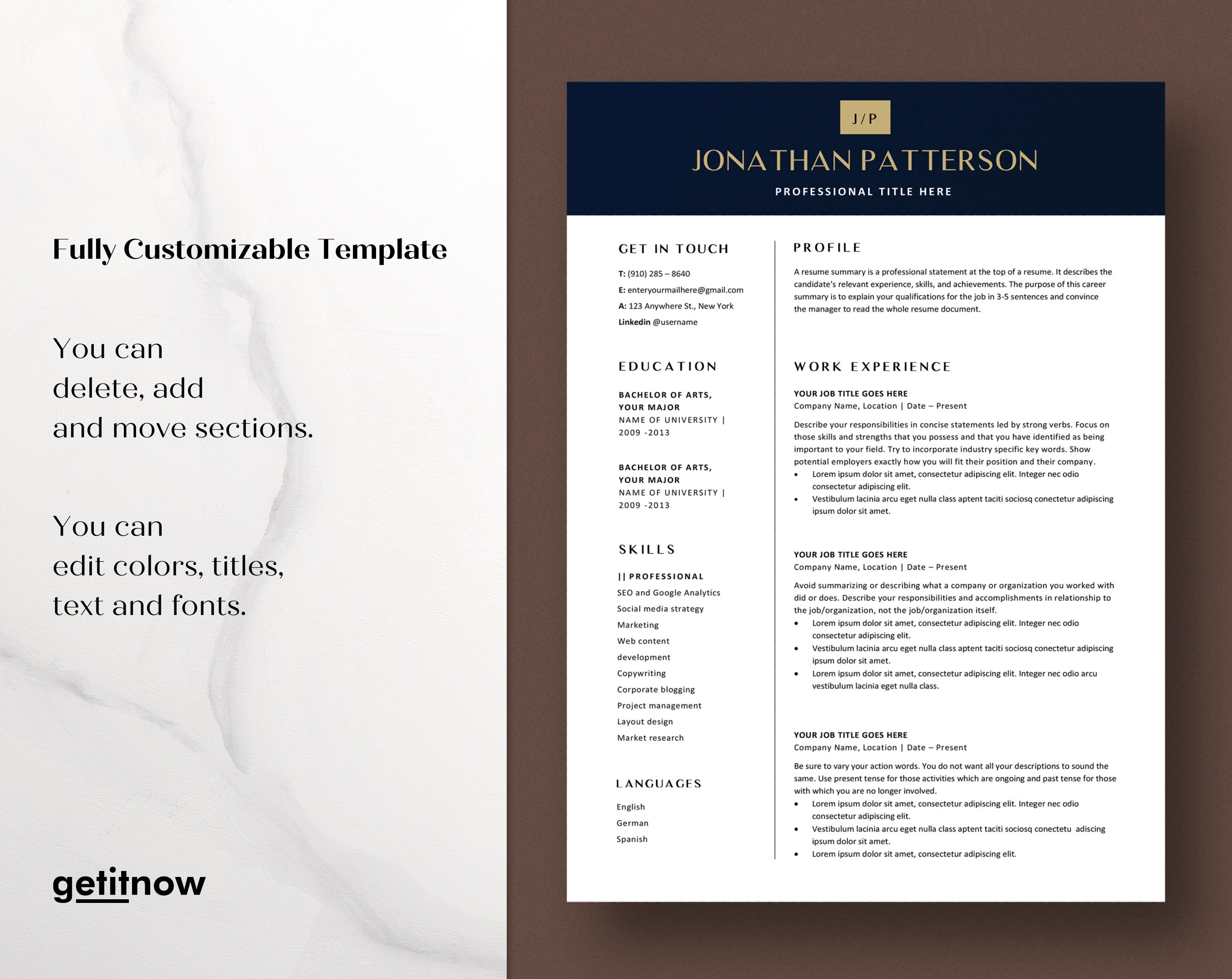 Modern Executive Resume Template 2025 | CEO Resume Template for Word ...