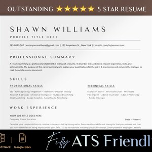 ATS Compliant Resume Template for Word, Google Docs Resume Template, ATS Compatible Resume Instant Download, Executive Resume Template