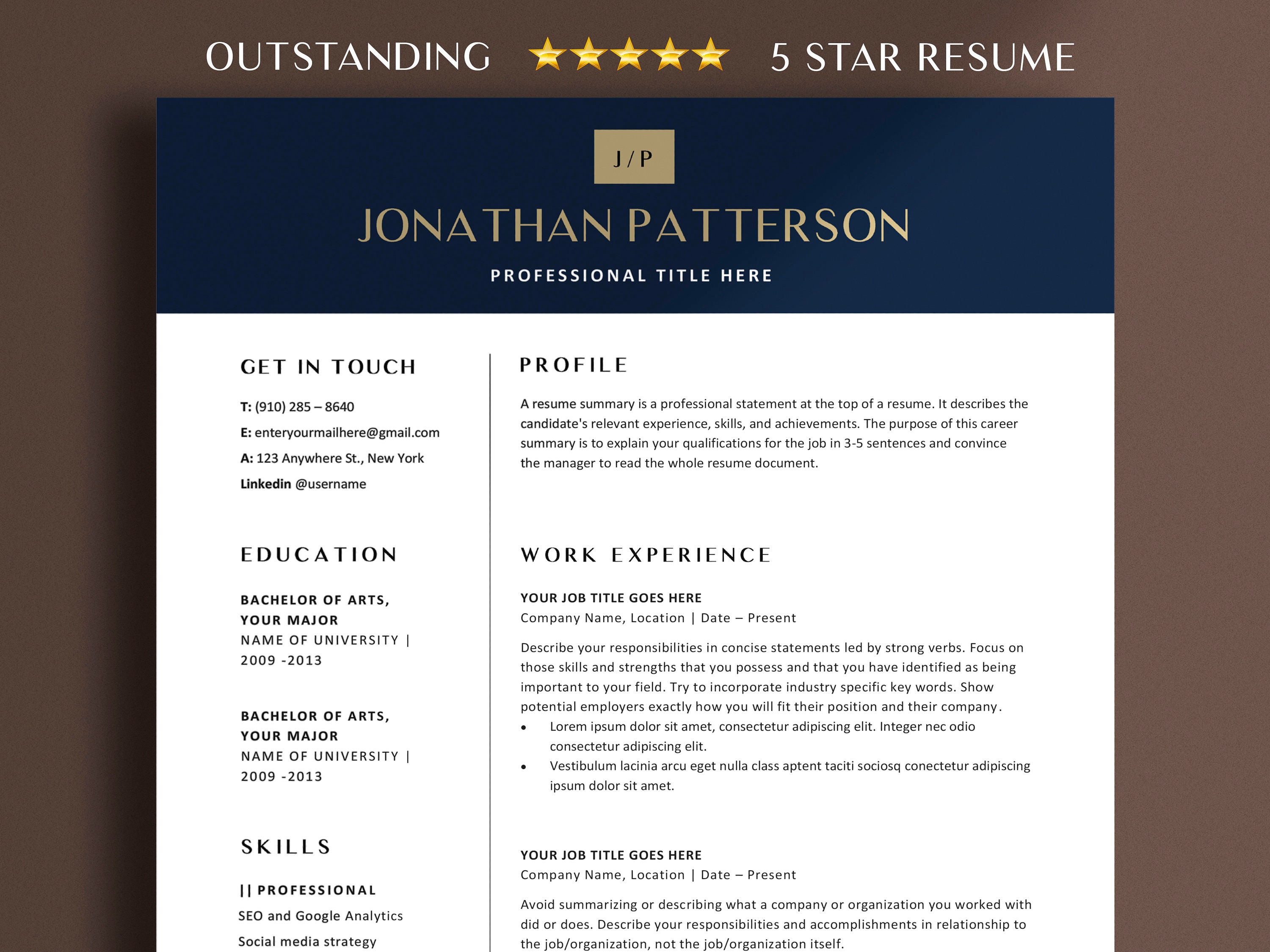 Modern Executive Resume Template 2025 | CEO Resume Template for Word ...