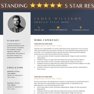 Plantilla de CV, plantilla de CV profesional Word y Google Docs, CV moderno de páginas de Apple, plantilla de CV limpia de 1 a 3 páginas con foto, carta de presentación