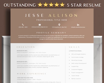 Resume Template Word - Professional Cv Template with Cover Letter - Clean Resume - Instant Download
