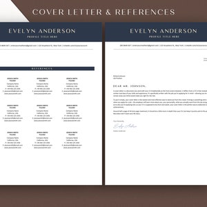 May include: A black and white cover letter template with the text "COVER LETTER & REFERENCES" at the top. The template includes a section for references and a cover letter with the text "DEAR MR. JOHNSON" at the top.