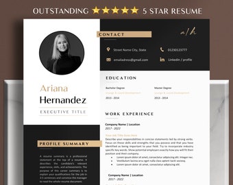 Resume Template Word - Resume Google Docs - Executive Resume With Photo - Professional CV Templates 2025 - Simple Three-Page Resume
