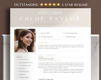 Executive Resume Template Google Docs, Word & Apple Pages, Modern 1-3 Page Resume Template with Photo, Resume Cover Letter, CV Template