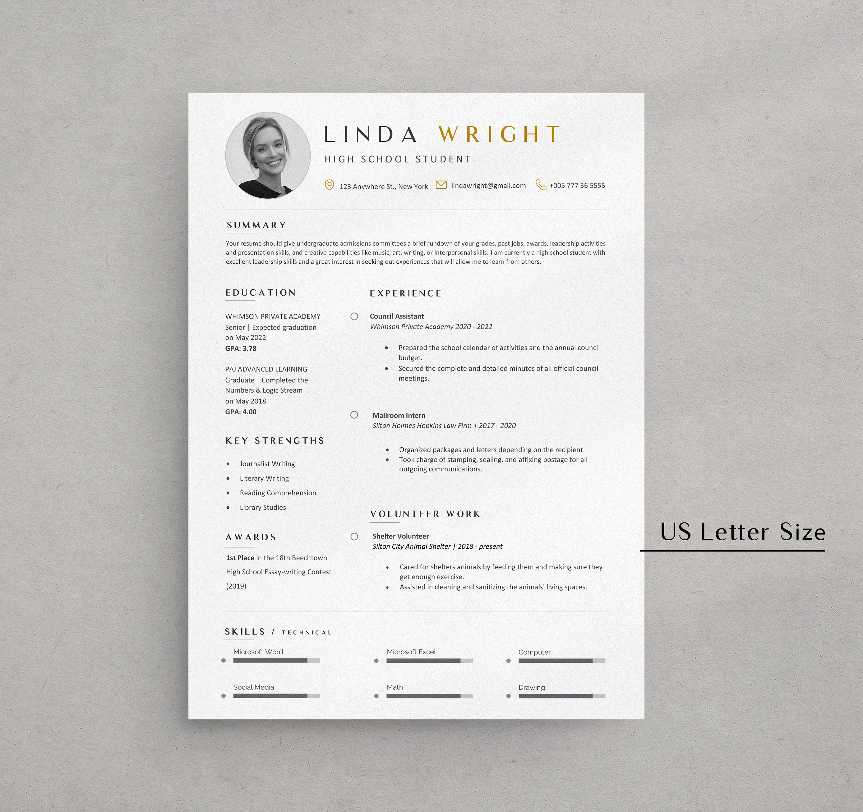 College Student Resume Template Microsoft Word & Google Docs, College ...