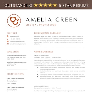 Nurse Resume Template for Word - Best Nurse Resume Format - Nurse Resume Template - Nursing CV - Microsoft Word Resume - Modern CV