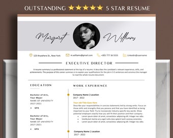 Creative Resume Template Word, Modern Resume with Picture, Google Docs Resume, CV Template, Cover Letter Template, 2 Pages Resume Design