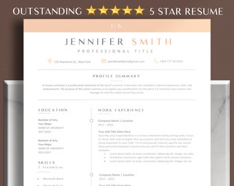 Resume Template Google Docs, Modern Resume Template Word, Simple Resume and Cover Letter Template,Professional Cv Template, One page, 2 Page