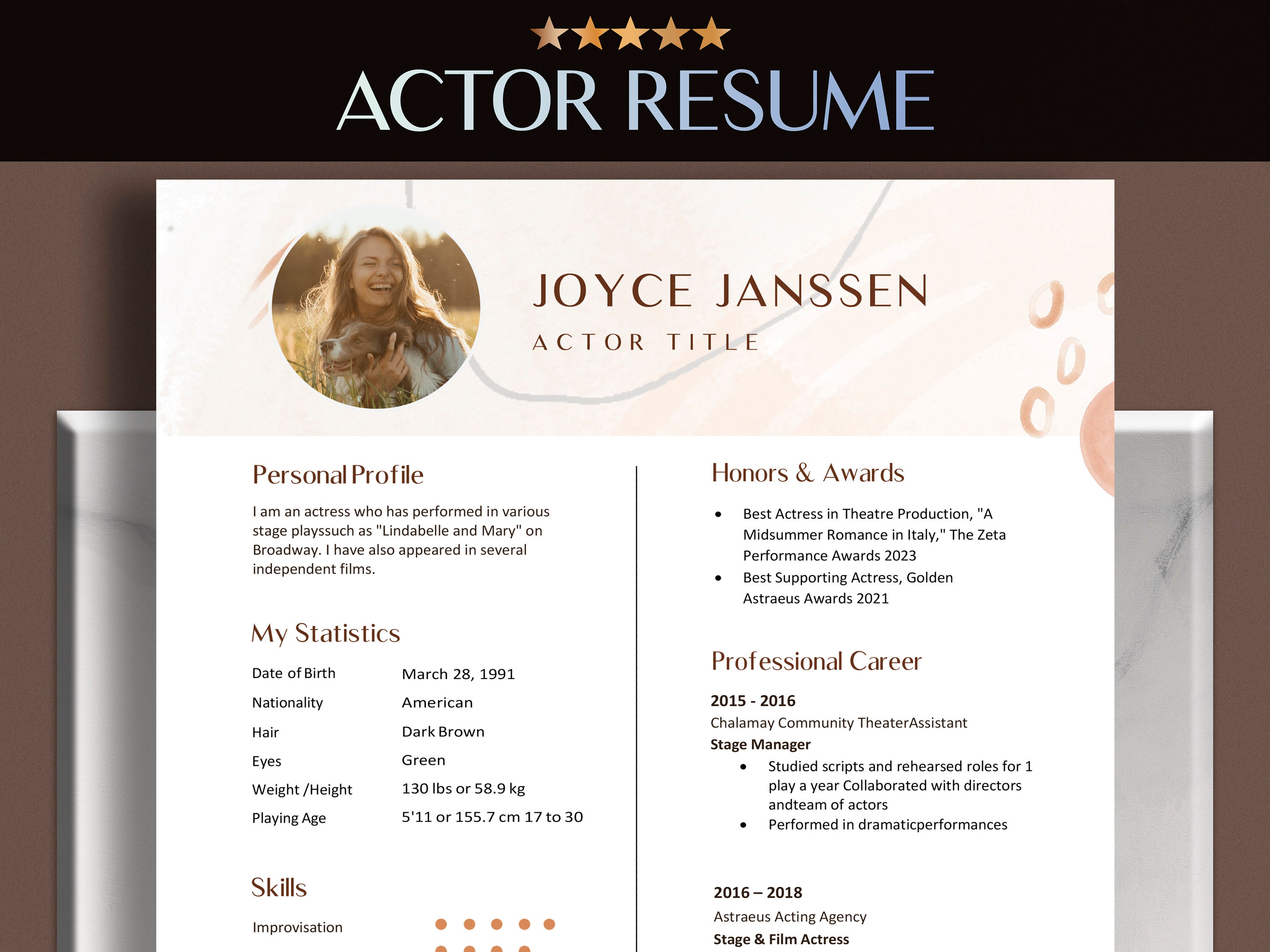 professional-acting-resume-template-google-docs-word-actors-etsy