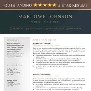 Executive Resume Template Google Docs, Modern CV Template, Professional Resume Template Modern, Resume and Cover Letter, Clean Resume