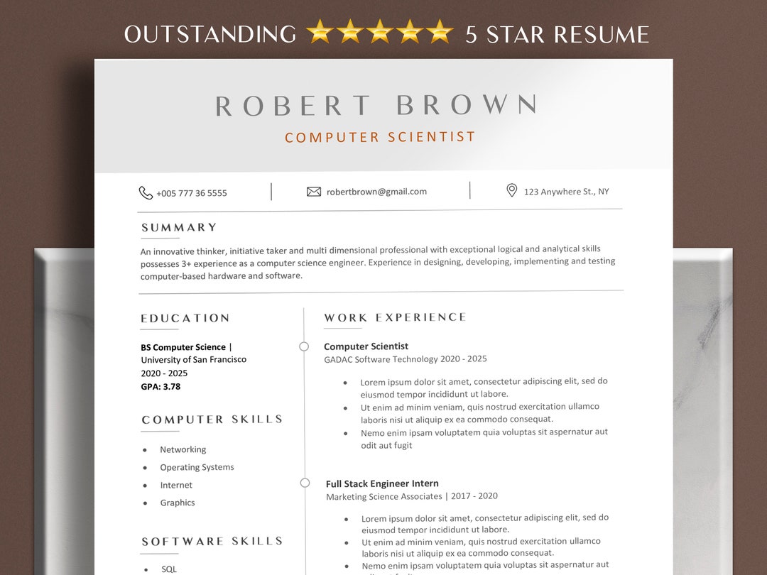Entry Level Computer Science Resume Template Word & Google Docs ...