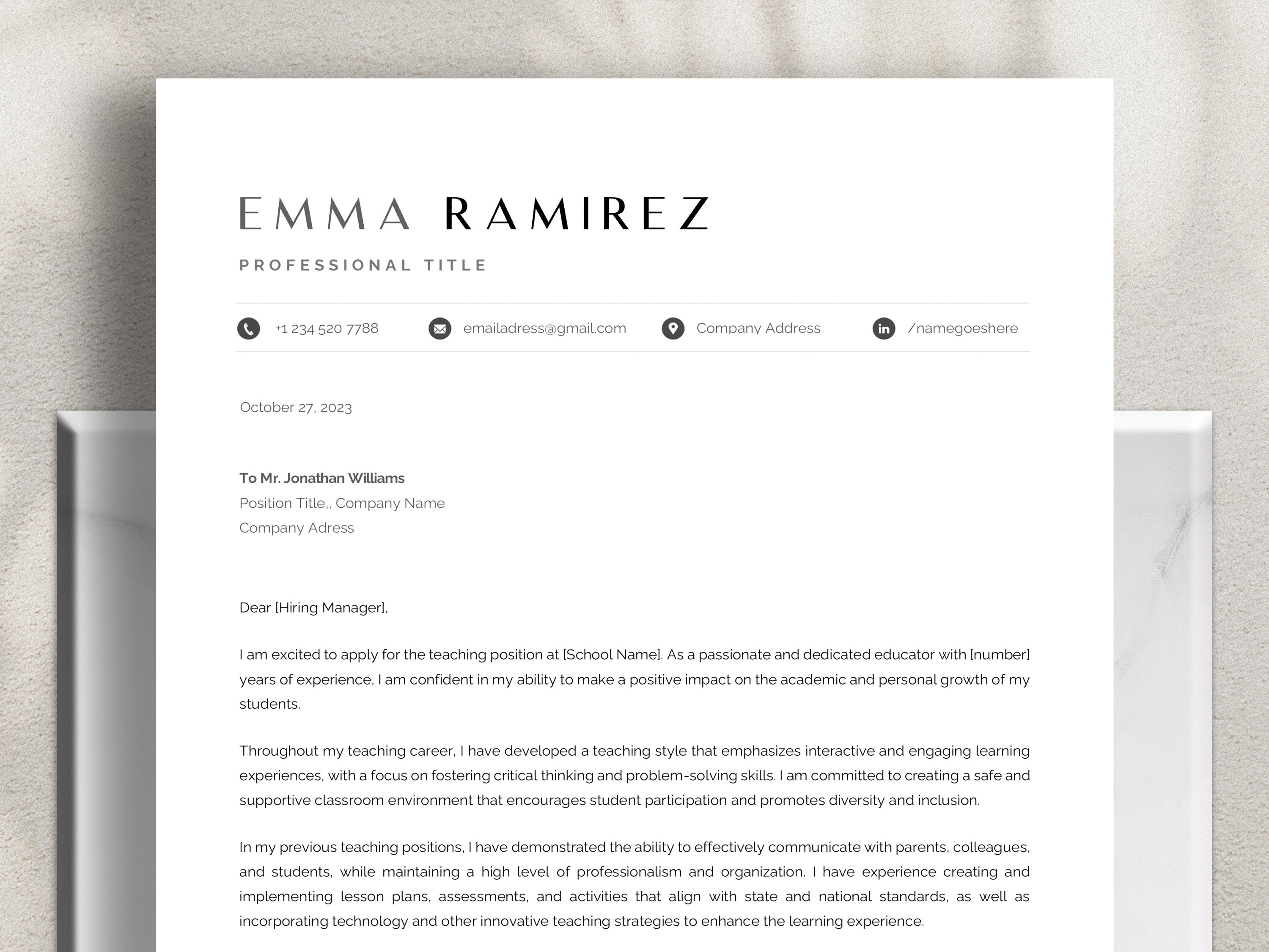Clean Modern Resume Template 4 Page CV Template Cover Letter References for  MS Word Instant Digital Download Resume Template Word 