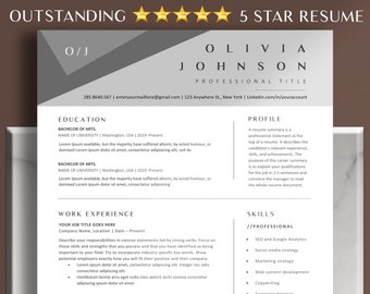 Resume Template, Professional Cv Template, C Level Modern Executive Resume with Cover Letter, Two, 3 Pages