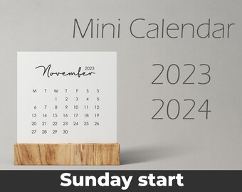 Calendar 2023 2024 | Mini Calendar 3x3 | Desk calendar
