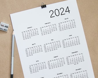 2024 Calendar, Monday start, week number, yearly calendar