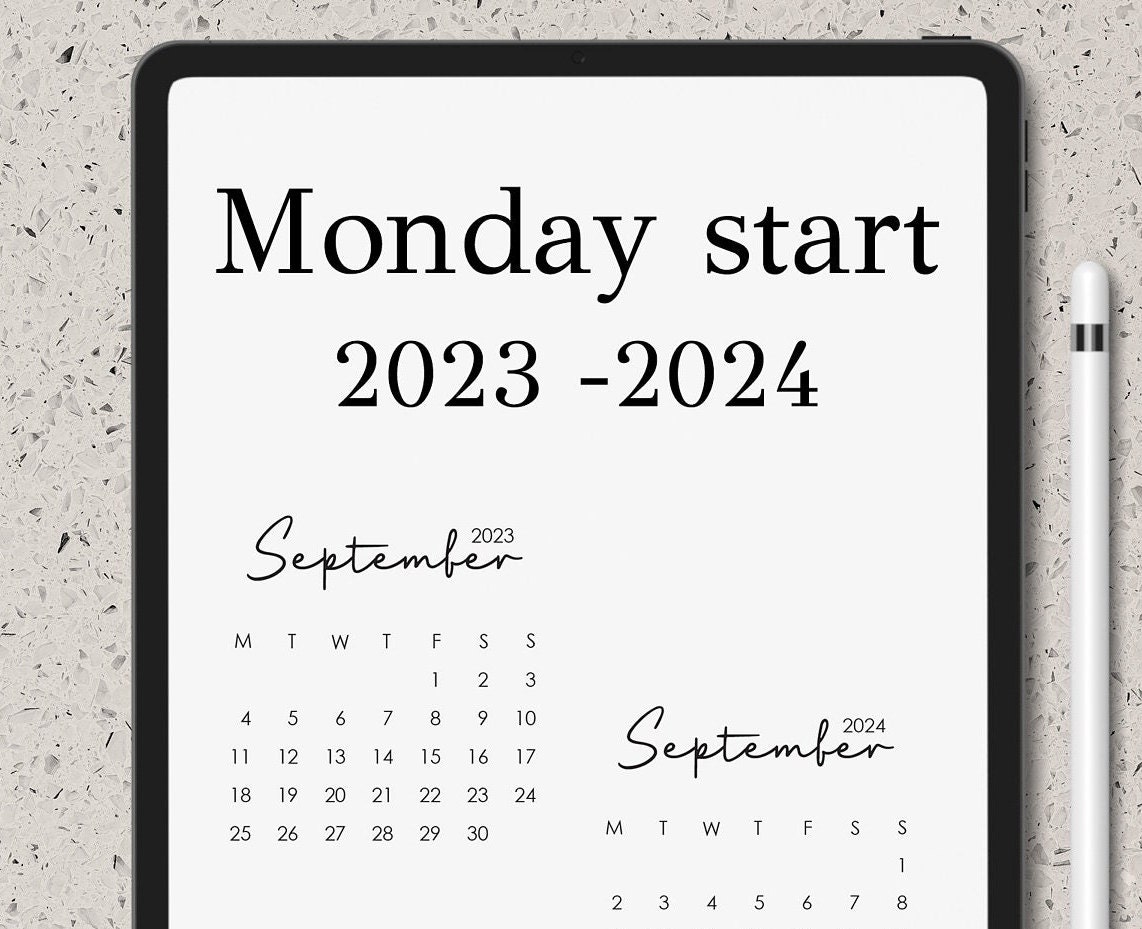 Procreate Calendar 2023 2024 Calendar Monthly Calendar Etsy
